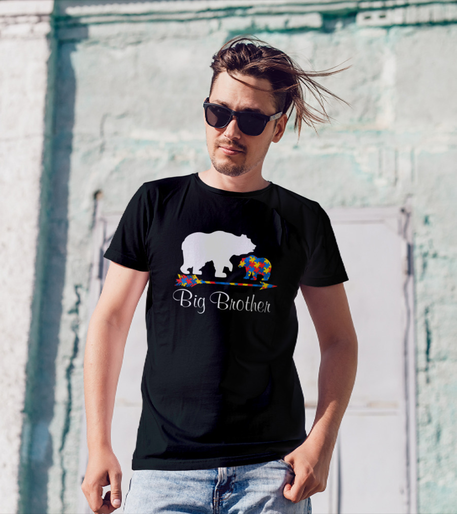 Big Brother Autism Awareness Bear Puzzle T-Shirt