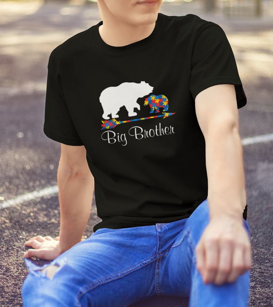 Big Brother Autism Awareness Bear Puzzle T-Shirt