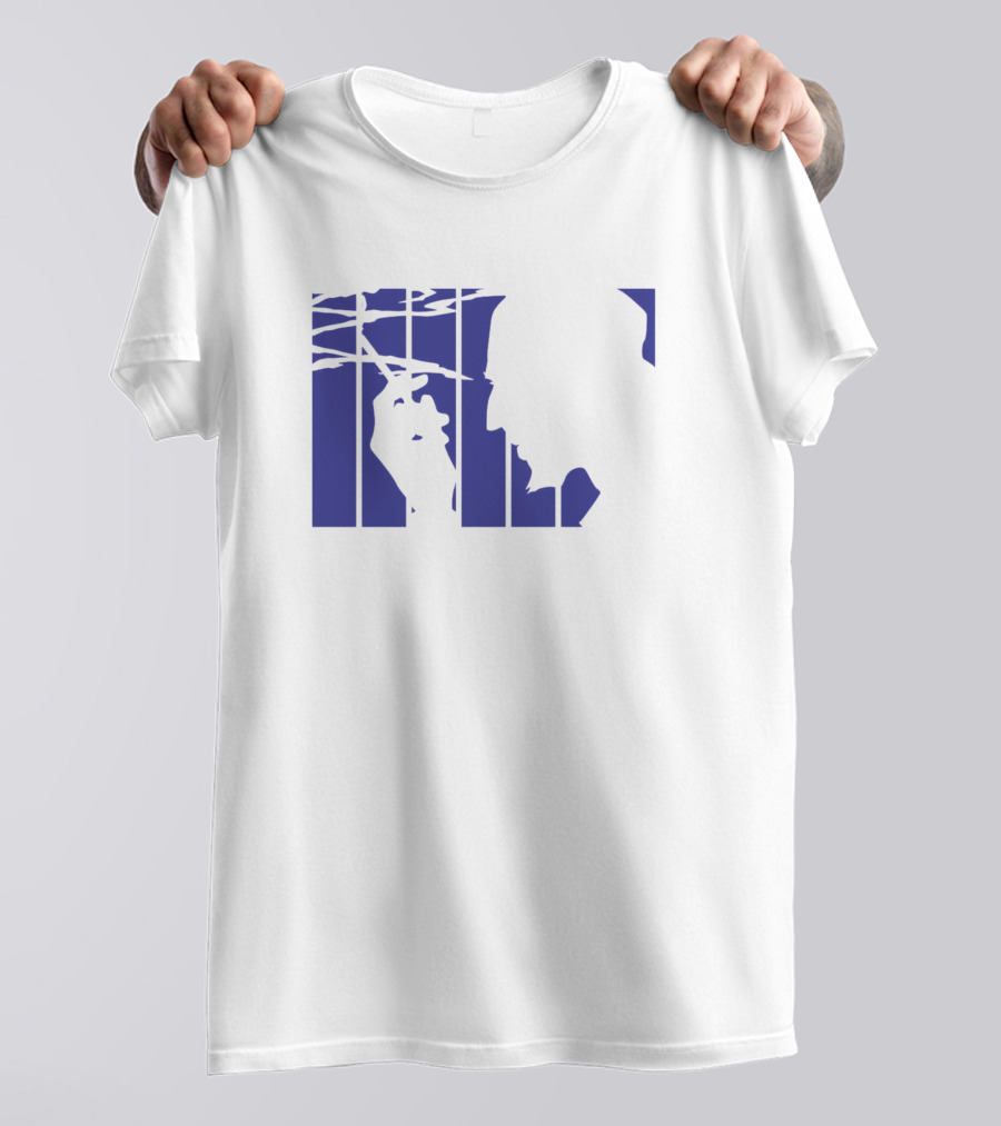 Jet Silhouette With Cigarette And Barbed Wire In Blue Shadow T-Shirt