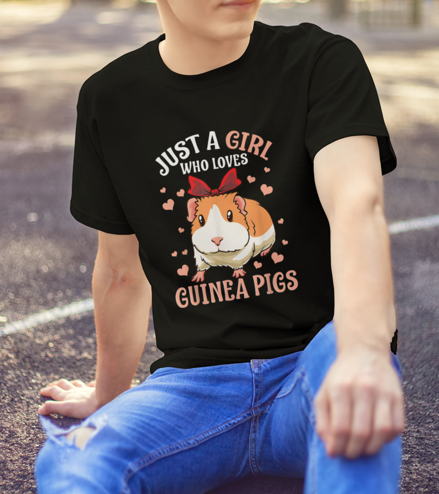 Just A Girl Who Loves Guinea Pigs With Hearts And Bow T-Shirt