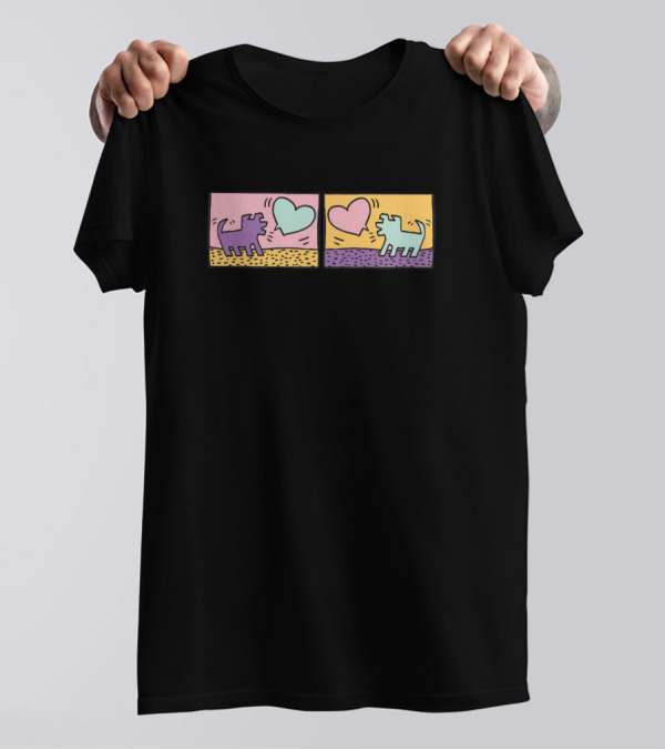 Laurenzside Puppy Love Heart Dogs Pop T-Shirt