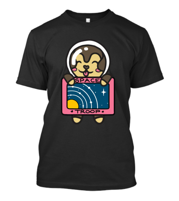 Laurenzside Space Troop Cute Astronaut Holding Cosmic Scene T-Shirt