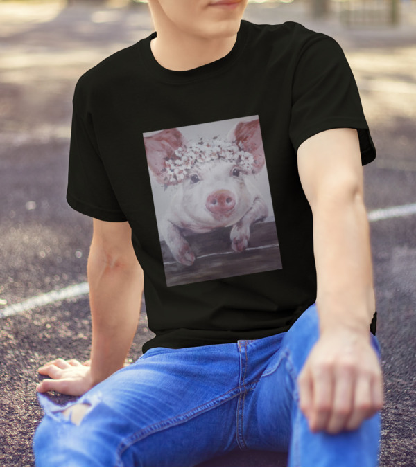 Lily Pig With Flower Crown T-Shirt
