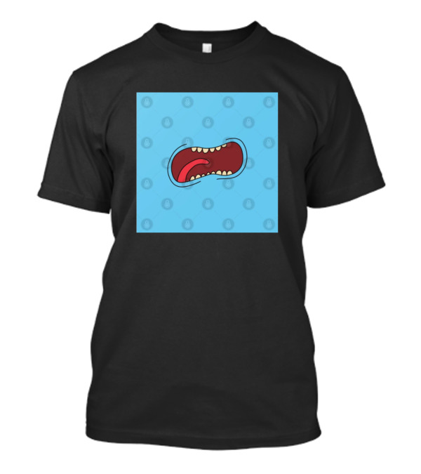 Look At Me Cartoon Mouth Pattern Blue Background T-Shirt
