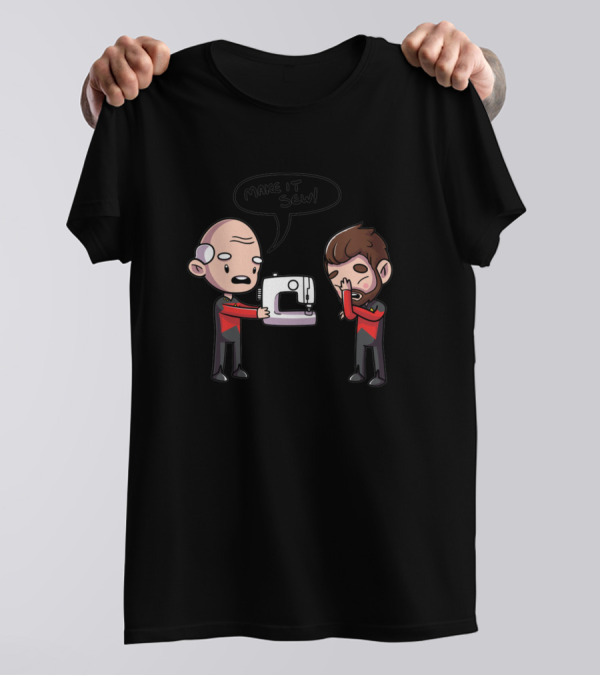 Star Trek Parody Make It Sew Captain Picard Sewing Machine T-Shirt