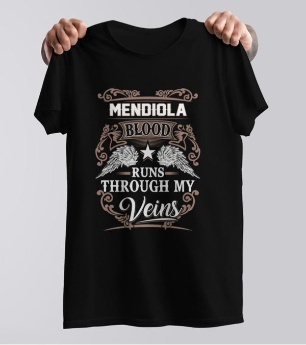 Mendiola Blood Runs Through My Veins Wings Star Ornate T-Shirt