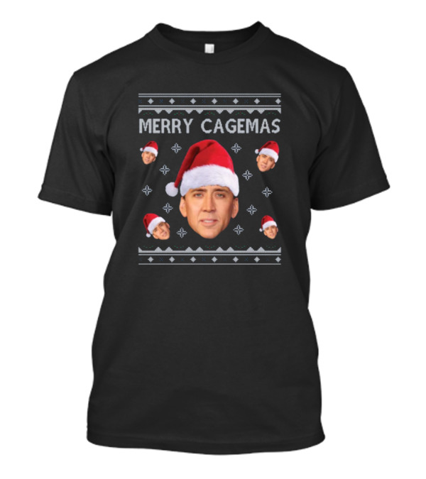 Merry Cagemas Santa Hat Face T-Shirt