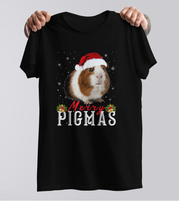 Merry Pigmas Funny Guinea Pig Christmas Face Mask T-Shirt