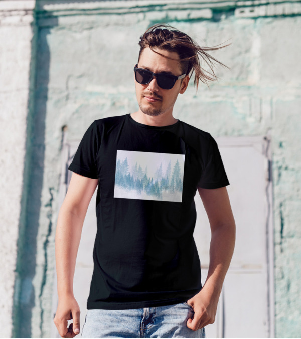 Minimal Forest Misty Tree Line T-Shirt