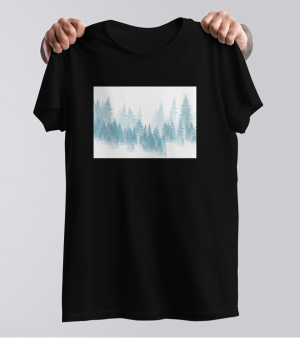 Minimal Forest Misty Tree Line T-Shirt