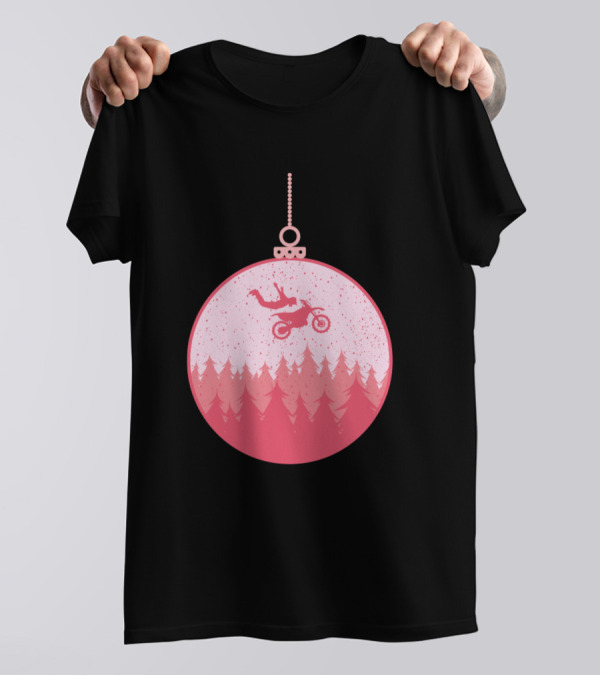 Motoxmas Christmas Ornament With Motocross Rider In Forest T-Shirt