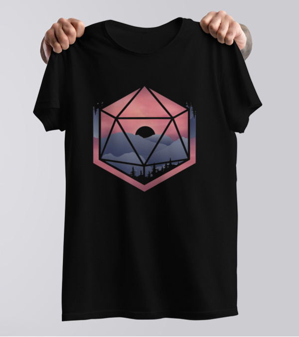 Mountain Sunset Geometric Landscape D20 T-Shirt