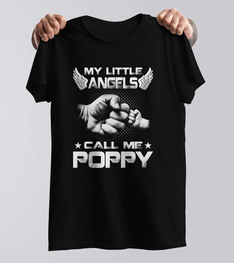 My Little Angels Call Me Poppy Fist Bump With Wings T-Shirt