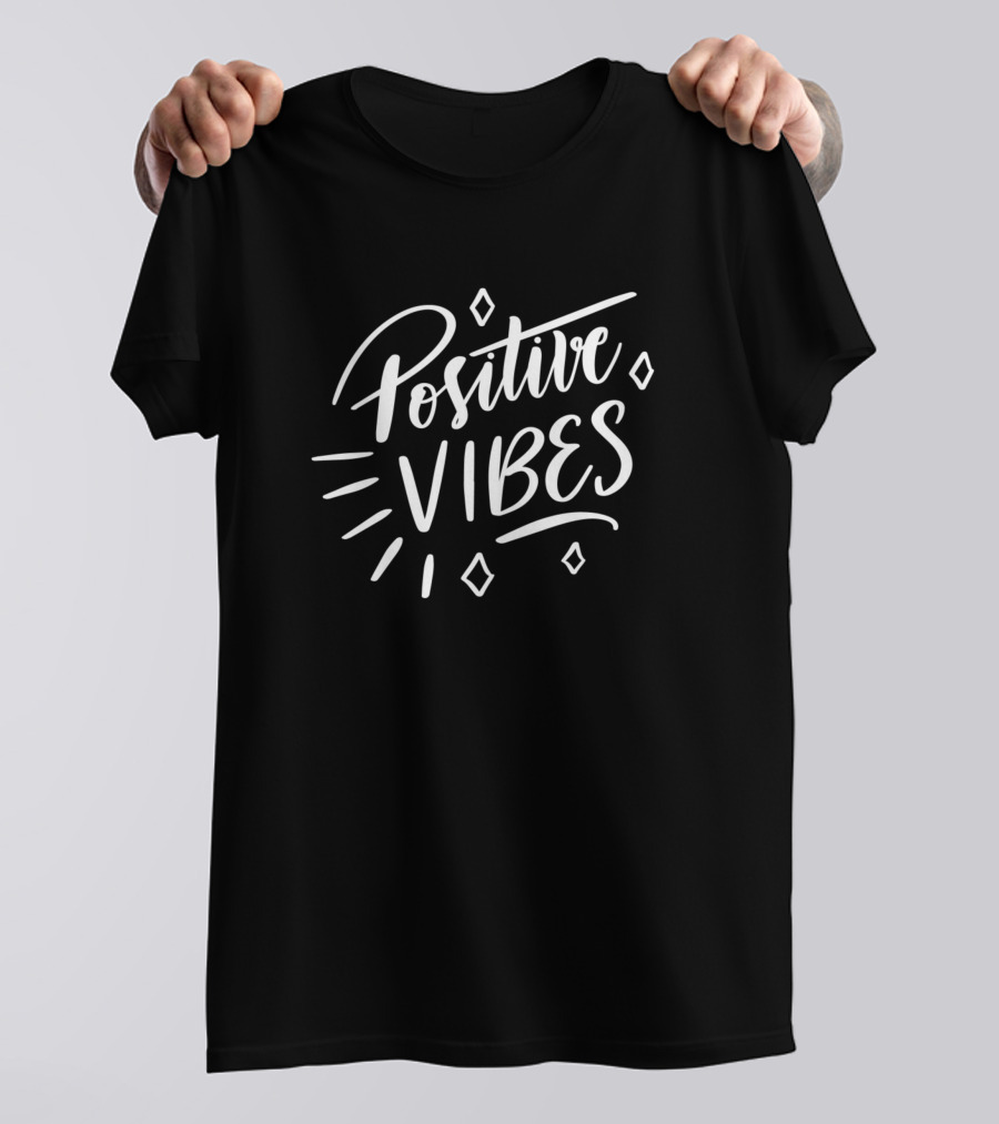 Positive Vibes Text With Diamond Accents T-Shirt