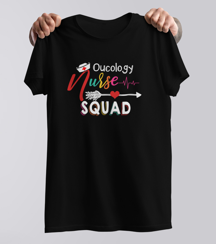 Oncology Nurse Squad Heartbeat Arrow Funny Nursing T-Shirt