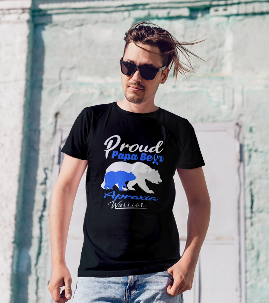 Proud Papa Bear Apraxia Warrior Support Apraxia Awareness T-Shirt
