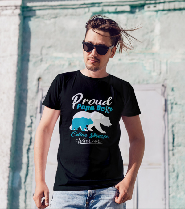 Proud Papa Bear Celiac Disease Warrior Support T-Shirt