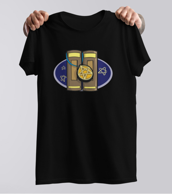 Pentacle Pendant With Religious Books And Stars T-Shirt