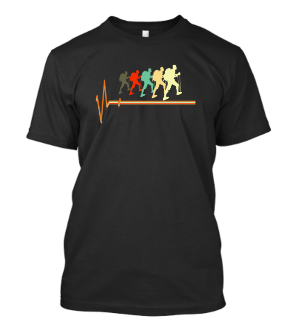 Retro Vintage Hiking Heartbeat Love Nature Trail Adventure T-Shirt