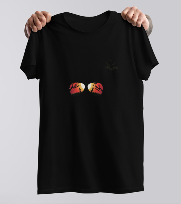 Witchy Woman Skull Rose Halloween Sunset Glasses T-Shirt