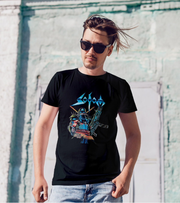 Sodom Rock Band Soldier Cartoon Gun T-Shirt