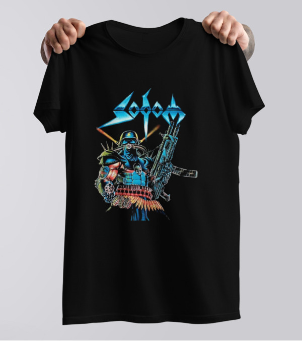 Sodom Rock Band Soldier Cartoon Gun T-Shirt