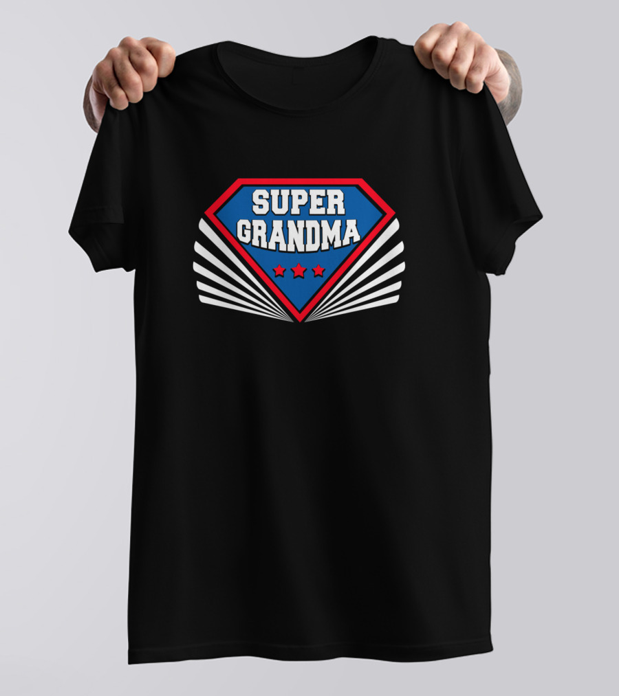 Super Grandma Shield Emblem With Stars T-Shirt