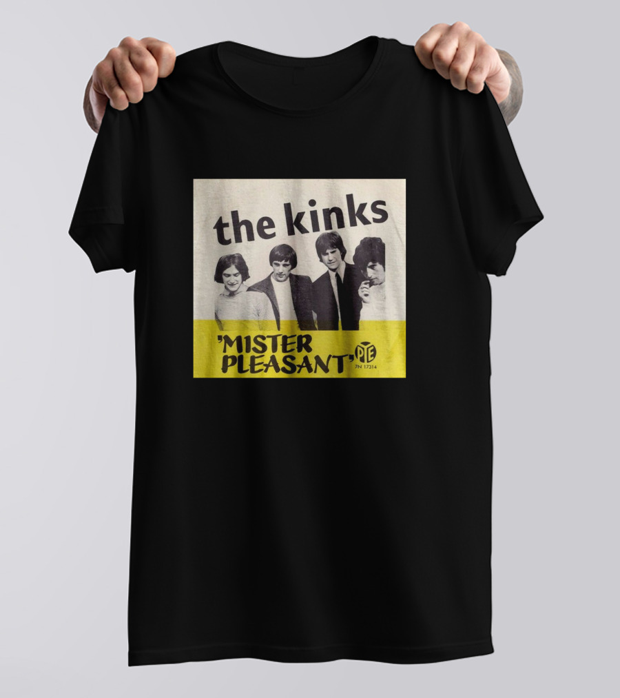 The Kinks Mister Pleasant Pye Record Label Black And White Band Photo T-Shirt
