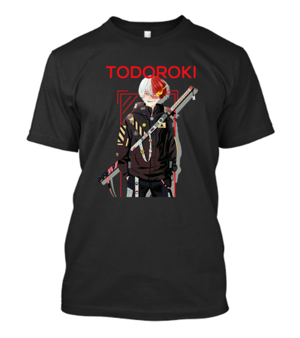 Todoroki Samurai Style Anime Character With Sword And Unique Hairstyle T-Shirt