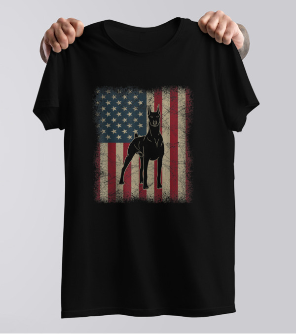 Vintage American Flag Doberman T-Shirt
