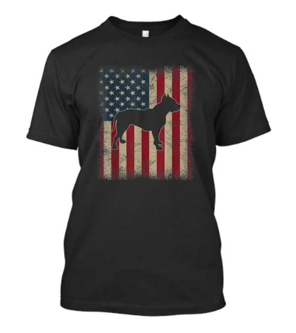 Vintage American Flag Pitbull Dog Lover Father's Day T-Shirt
