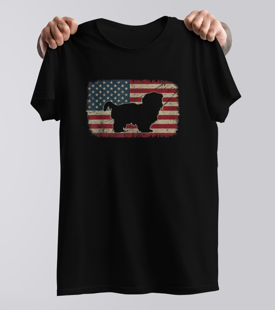 Vintage American Flag Shih Tzu T-Shirt