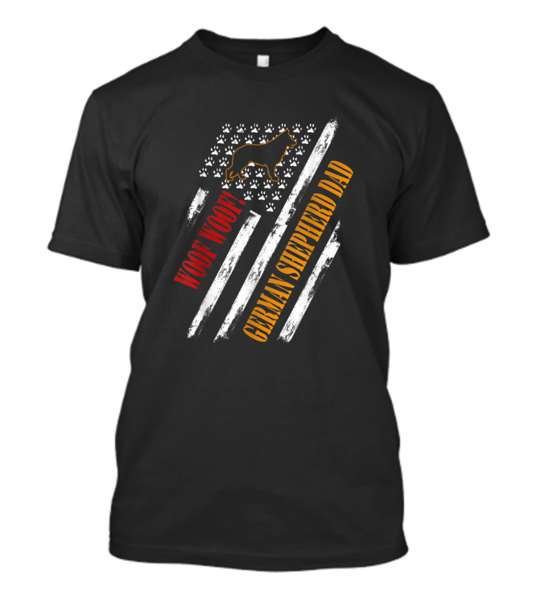 Woof Woof German Shepherd Dad Vintage American Flag T-Shirt