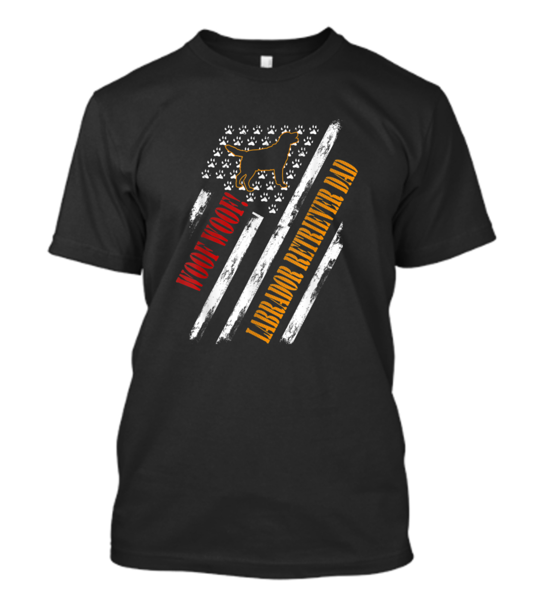Woof Woof Labrador Retriever Dad Vintage American Flag T-Shirt