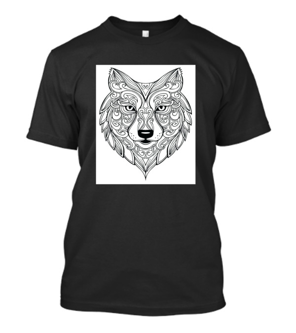 Wolf Coloring Pages Mandala T-Shirt