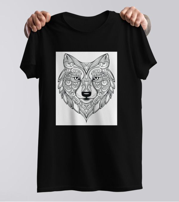 Wolf Coloring Pages Mandala T-Shirt