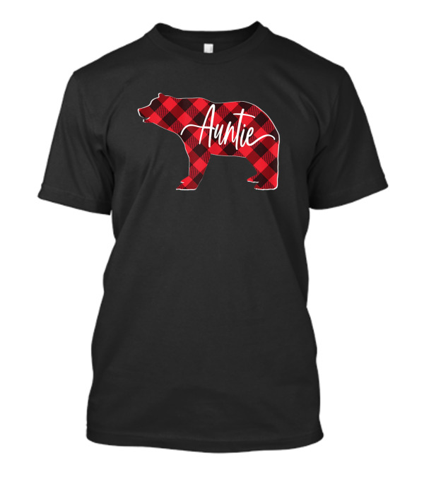 Red Buffalo Plaid Bear Auntie T-Shirt