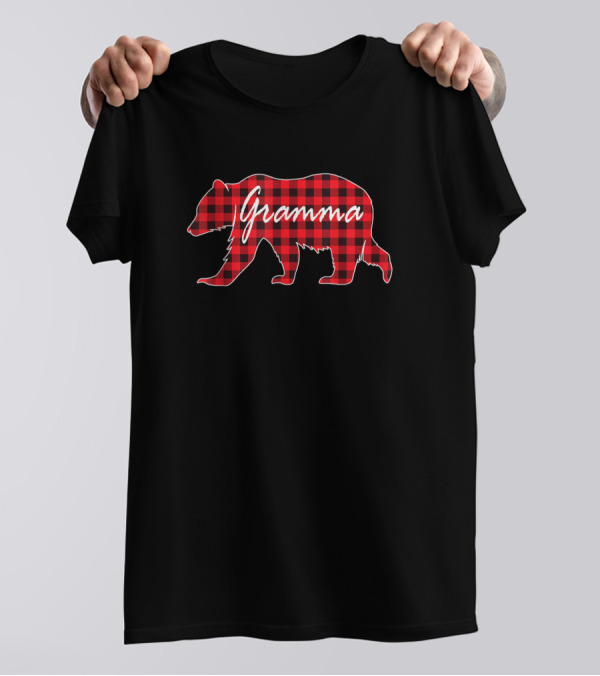 Gramma Red Plaid Bear Theme Matching Pajamas T-Shirt