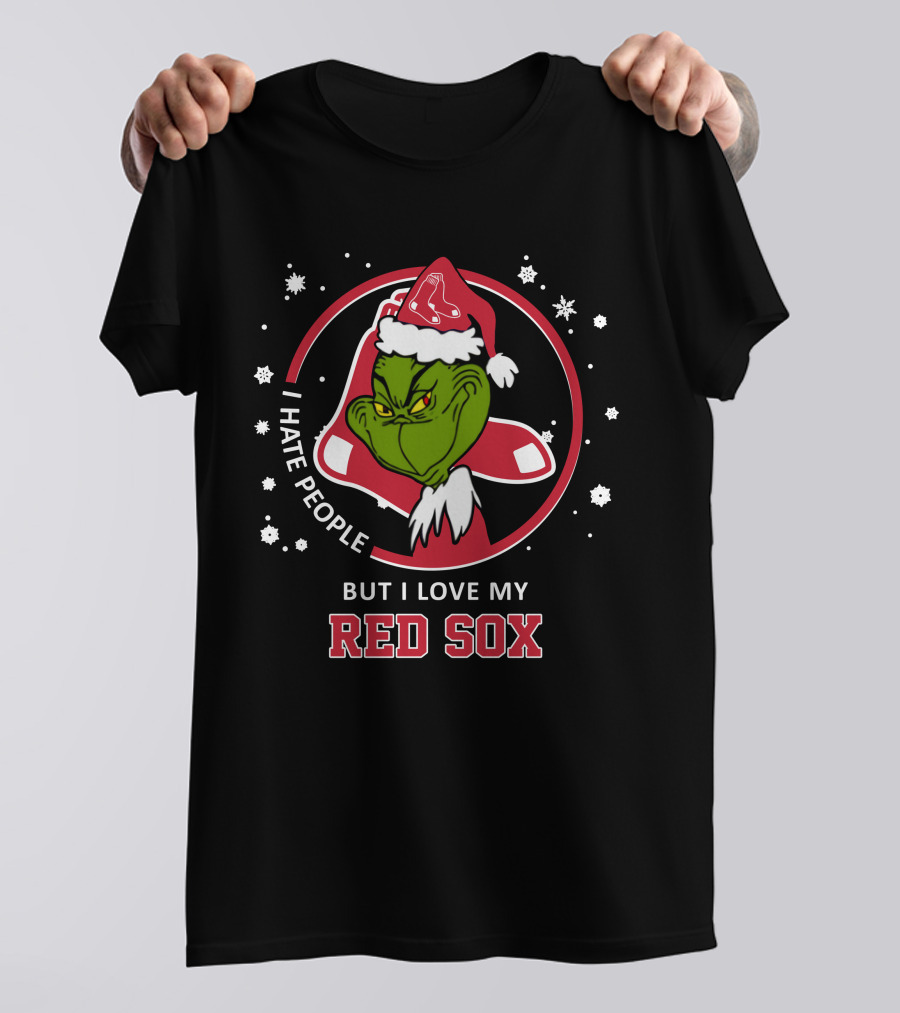 I Hate People But I Love My Boston Red Sox Grinch T-Shirt