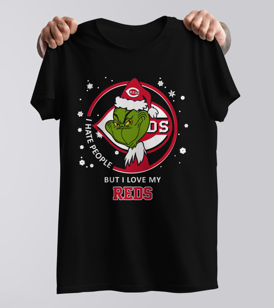 I Hate People But I Love My Cincinnati Reds Grinch T-Shirt