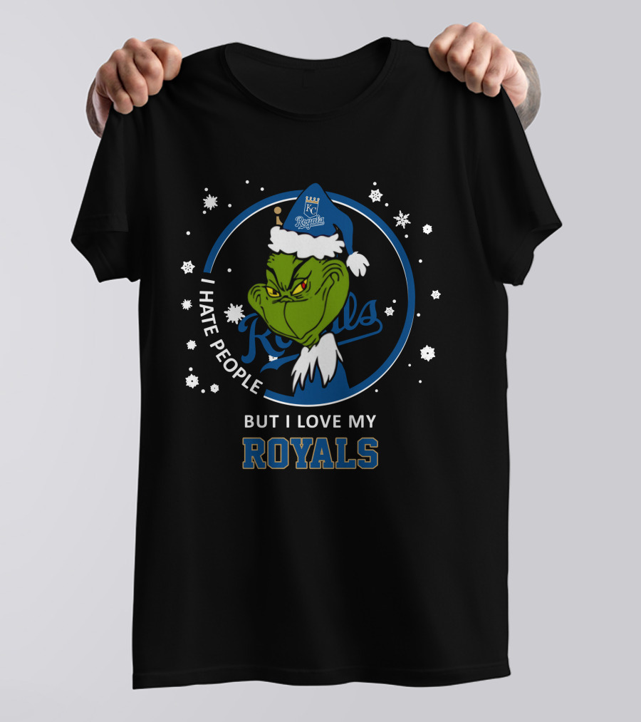 I Hate People But I Love My Kansas City Royals Grinch Holiday Theme T-Shirt