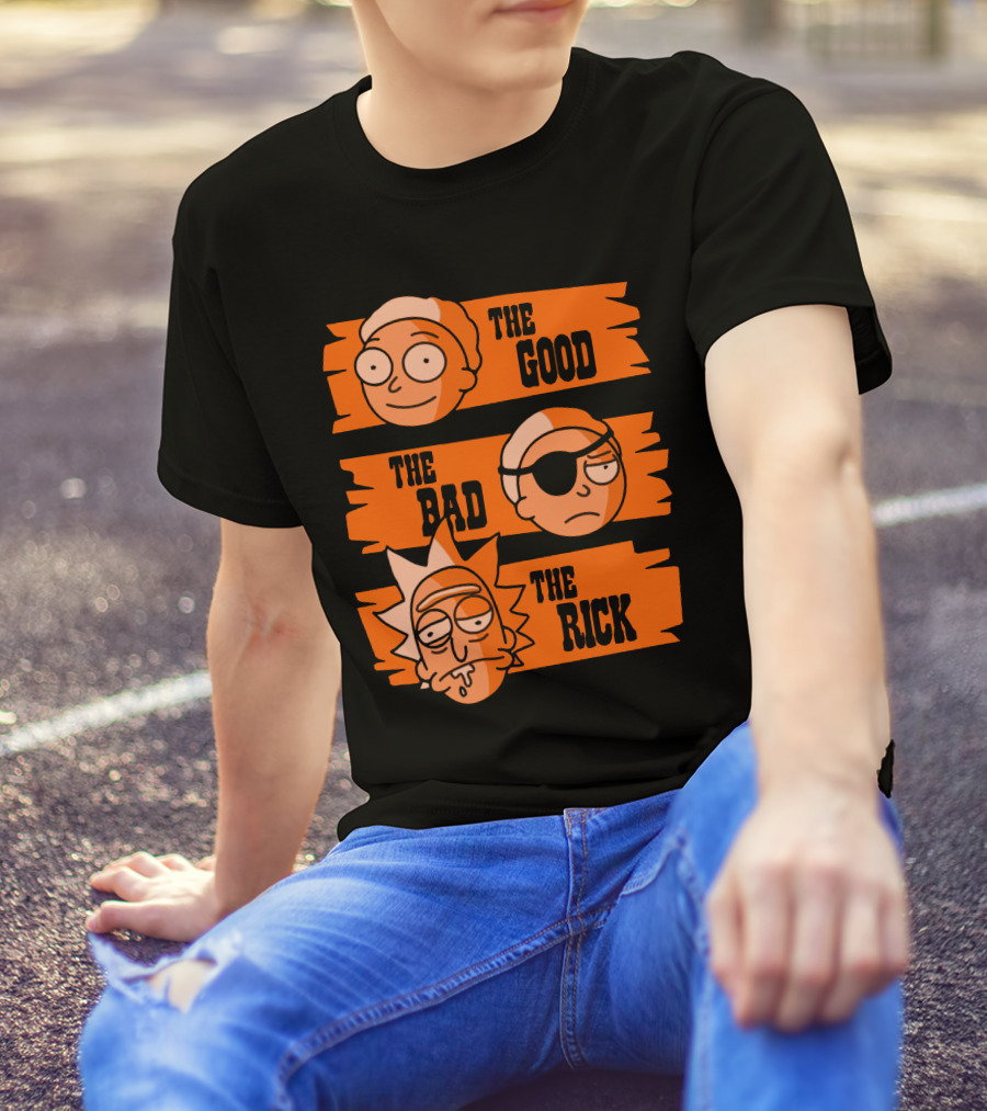 The Good The Bad The Rick Faces Iconic T-Shirt