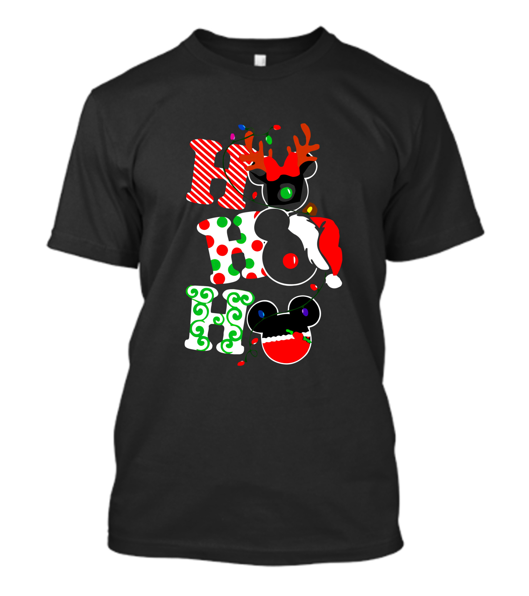 Ho Ho Ho Christmas Mickey Reindeer Santa T-Shirt