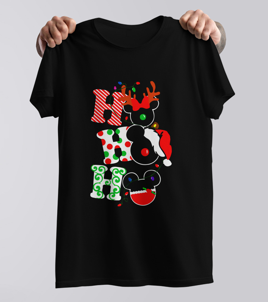 Ho Ho Ho Christmas Mickey Reindeer Santa T-Shirt
