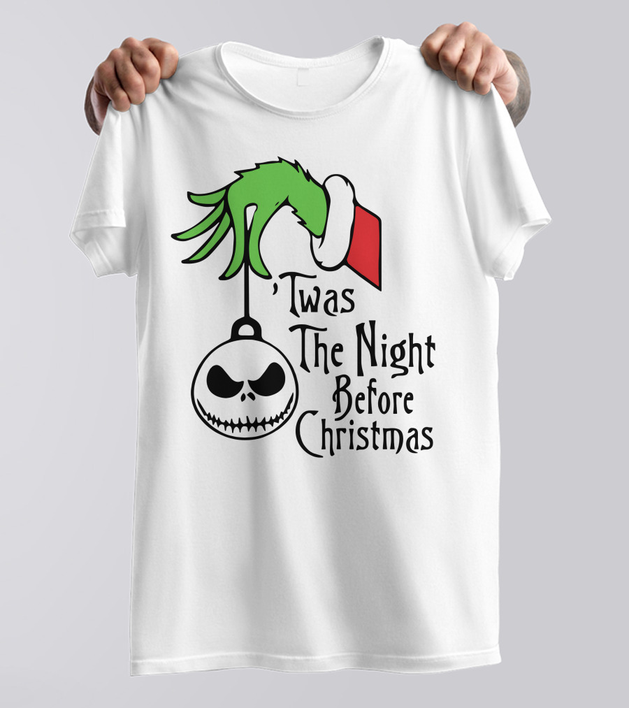 'Twas The Night Before Christmas Grinch Hand Jack Skellington T-Shirt