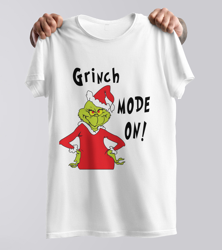 Grinch Mode On Santa Hat Red T-Shirt