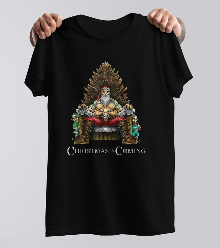 Santa On Throne Christmas Is Coming T-Shirt