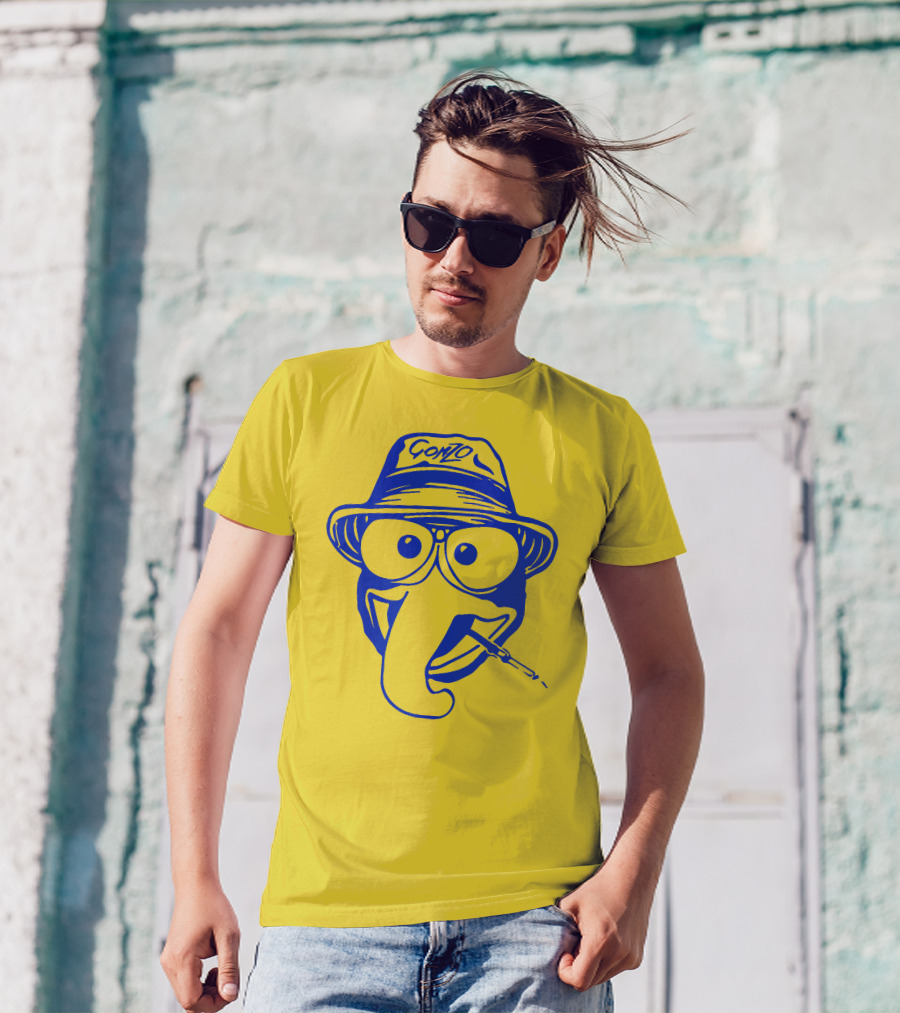 Gonzo Hunter S. Thompson Blue Art With Hat And Cigarette T-Shirt