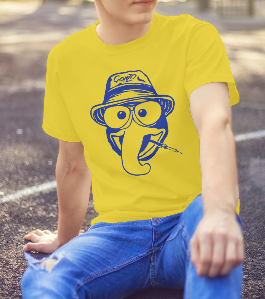 Gonzo Hunter S. Thompson Blue Art With Hat And Cigarette T-Shirt