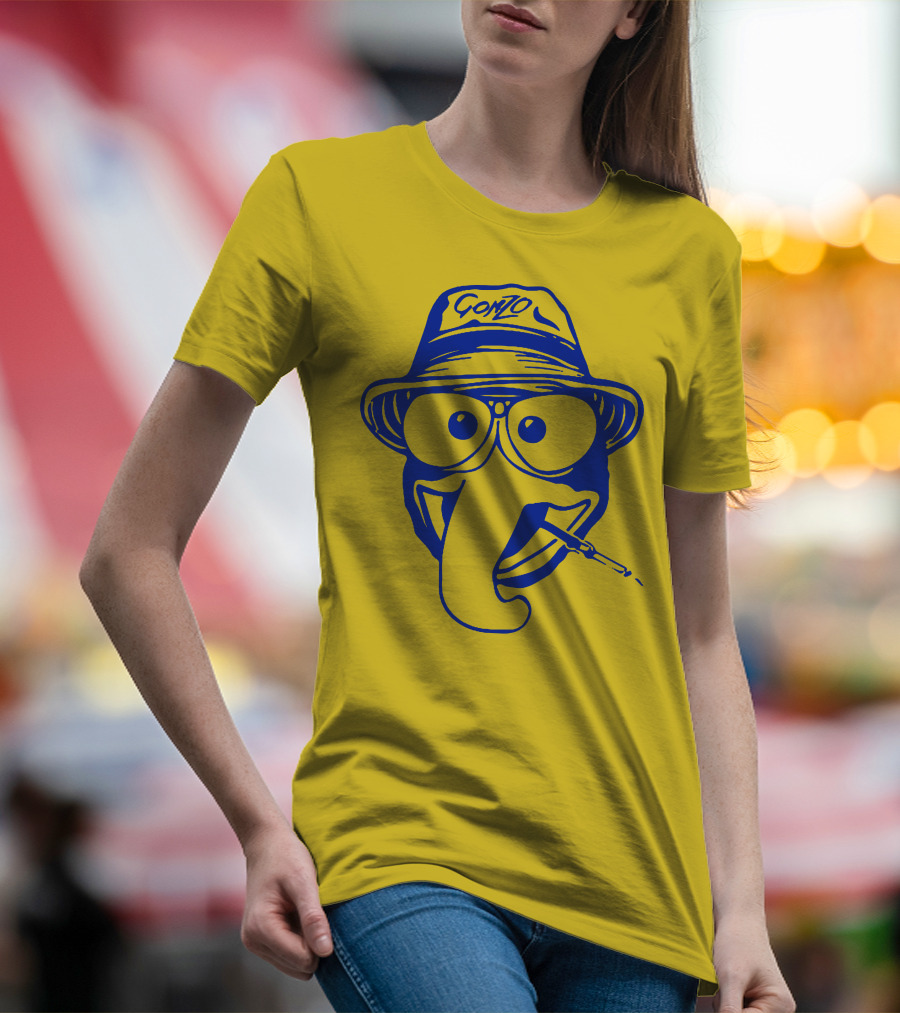 Gonzo Hunter S. Thompson Blue Art With Hat And Cigarette T-Shirt